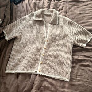 Abercrombie & Fitch crochet style short sleeve polo
